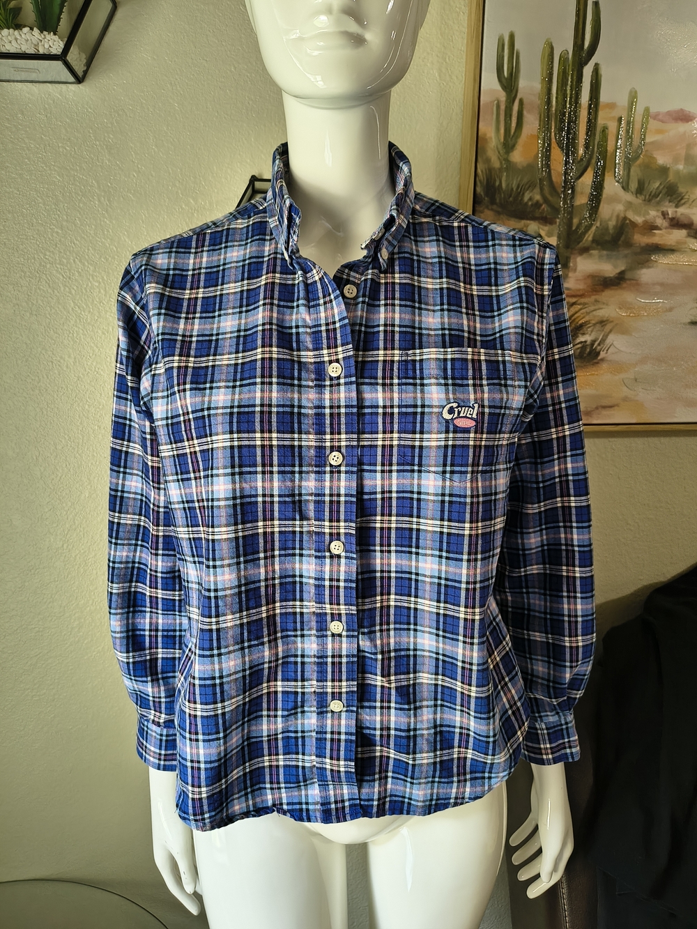 Cruel Girl Blue Plaid Button-Down Shirt